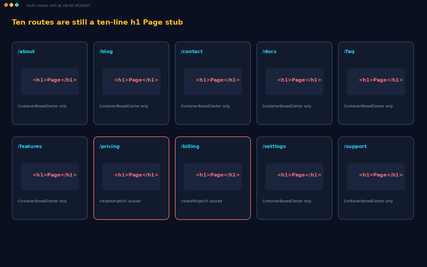 Stub pages