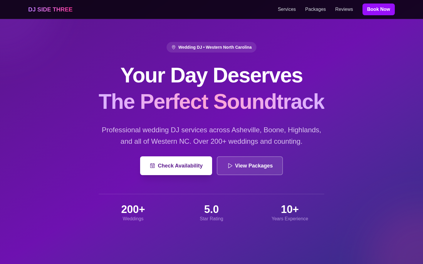 DJ Side Three homepage hero