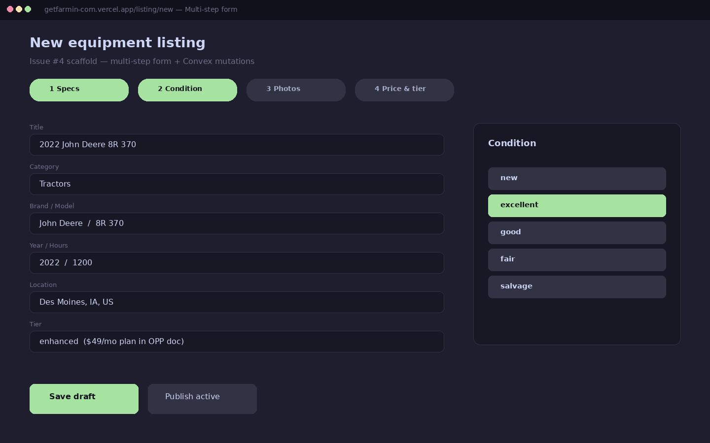 New listing multi-step mock