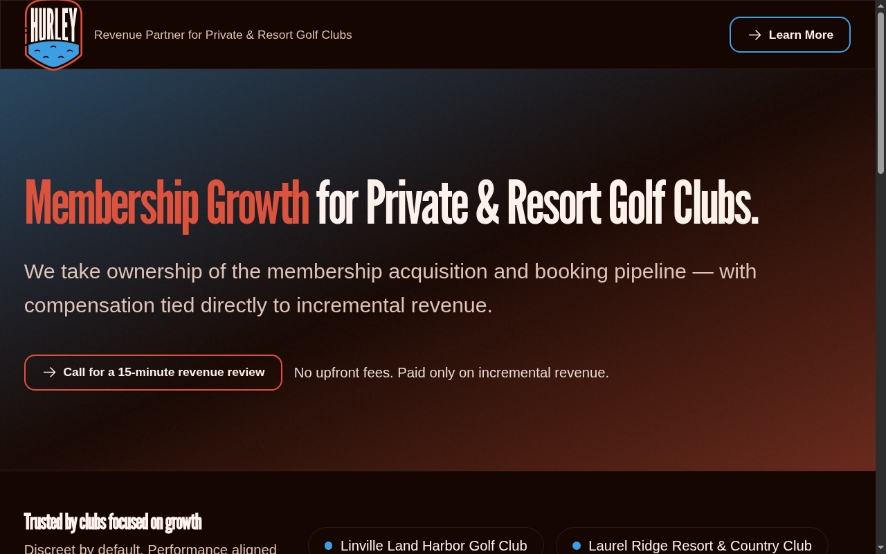 Hurley US homepage — Membership Growth for Private & Resort Golf Clubs