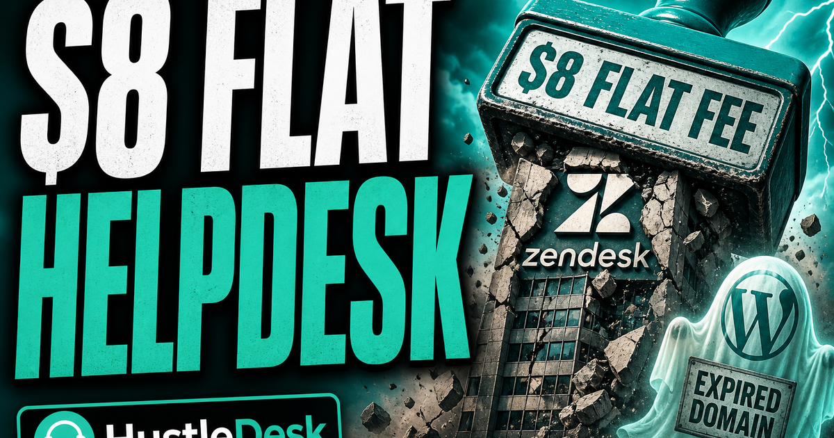 hustledesk.com: $8 flat helpdesk lander vs WordPress domain