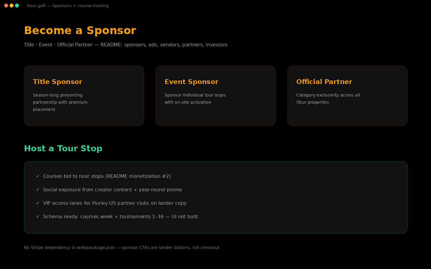Sponsors + course hosting mock
