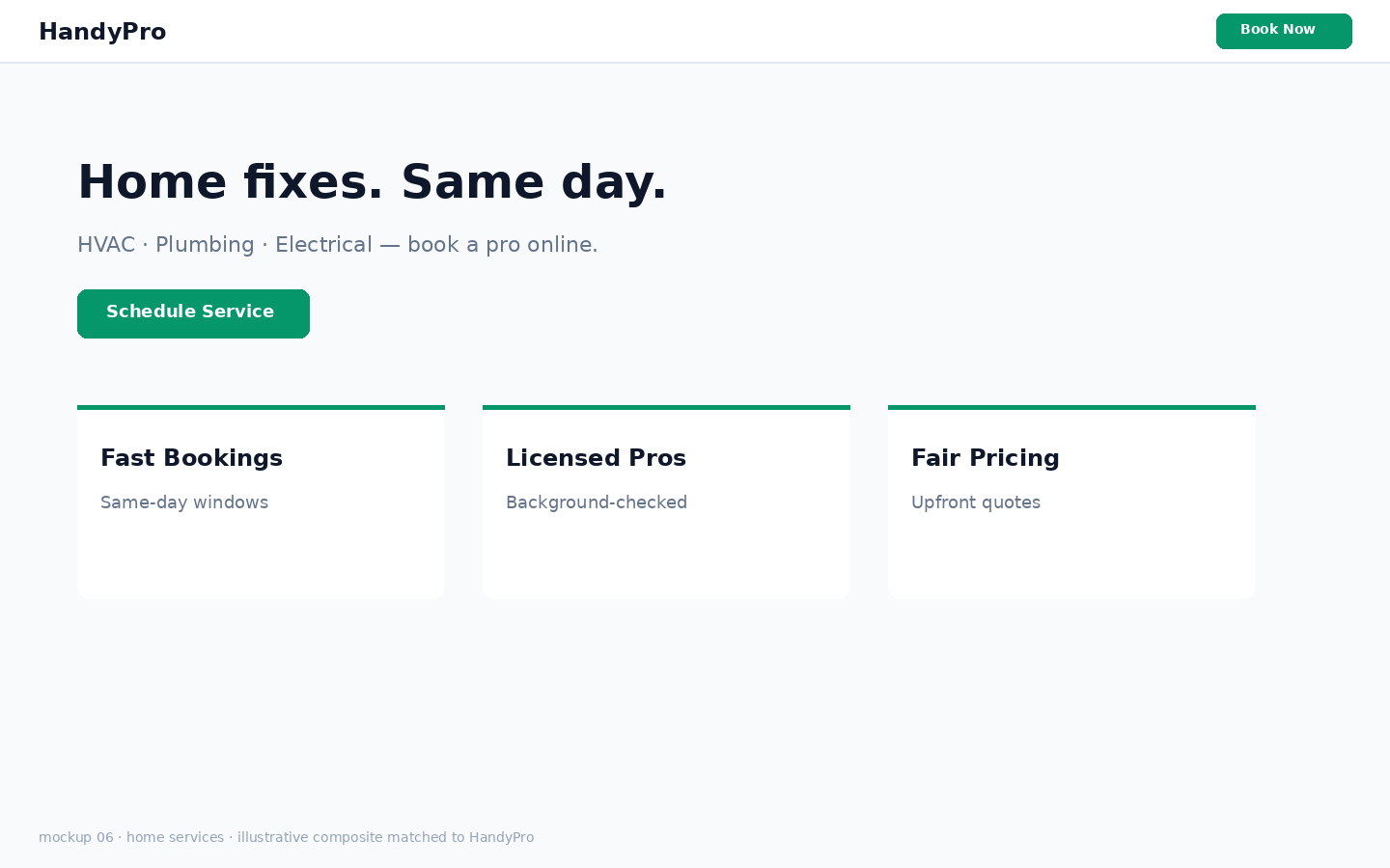 HandyPro home services mockup