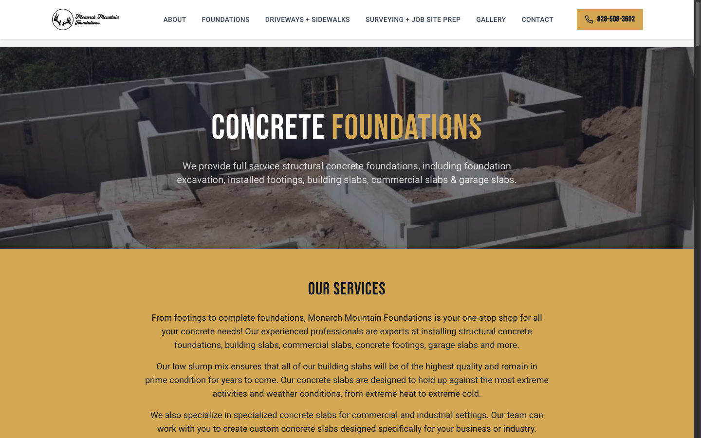 Foundations service page on the Next rebuild