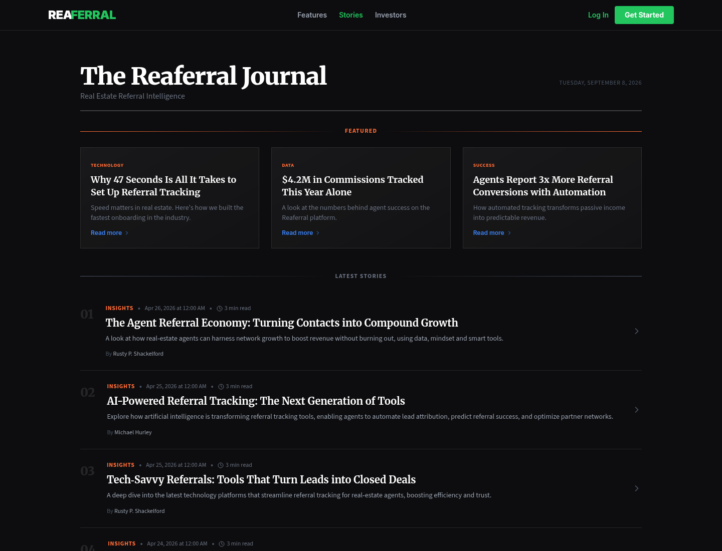 Stories journal index