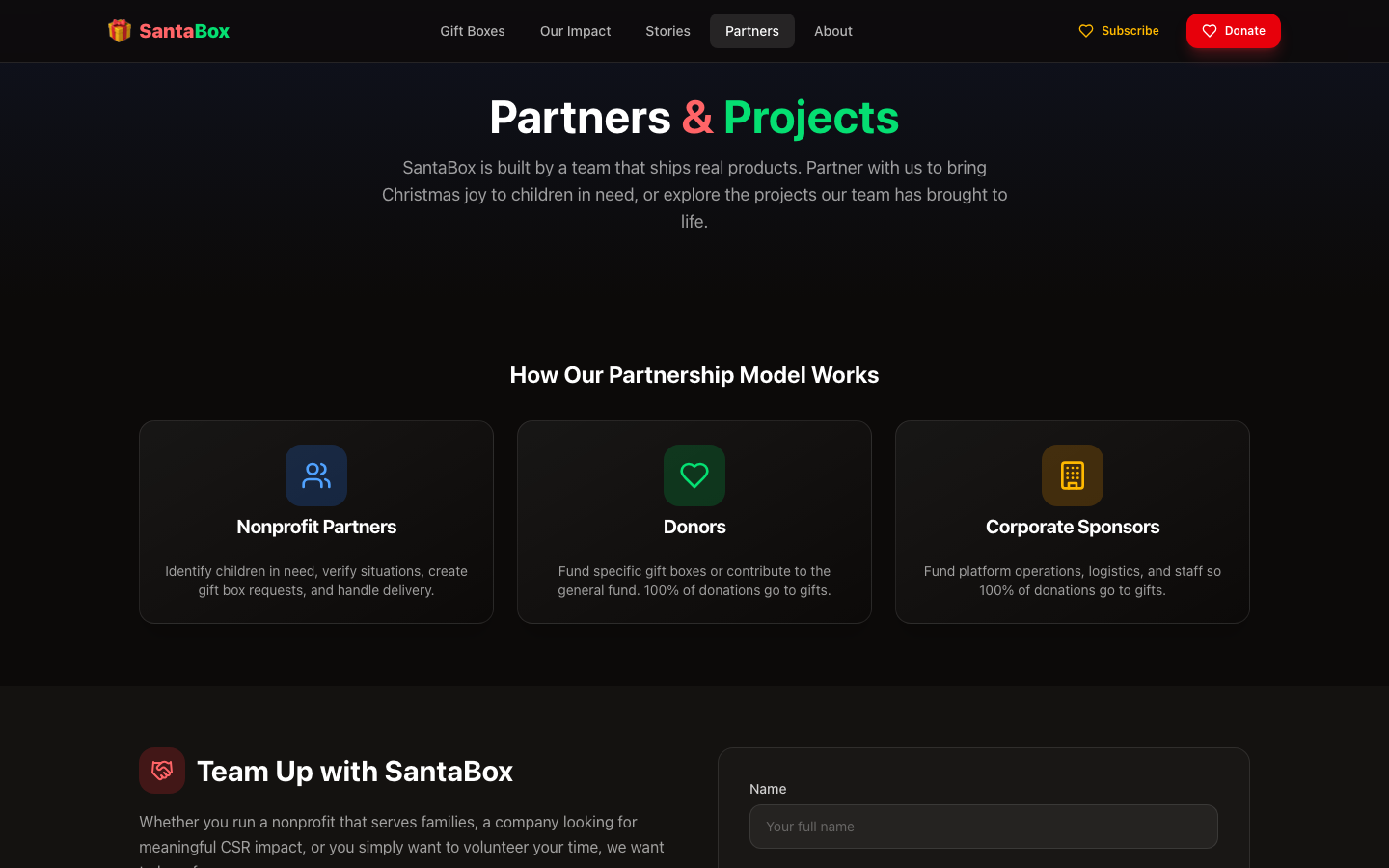 Partners. inquiry + project grid