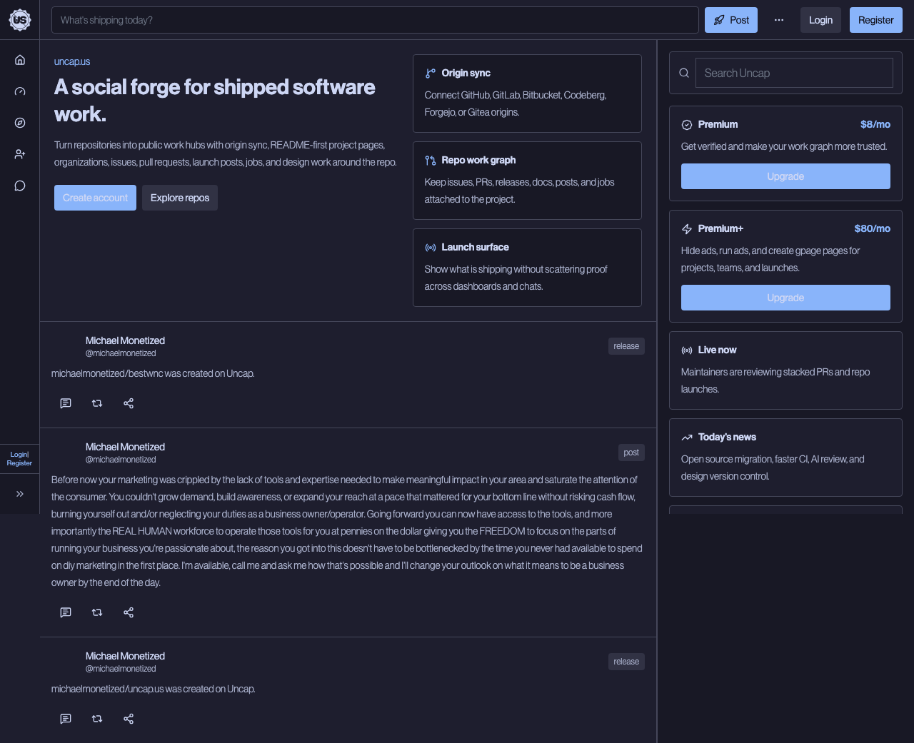 Historical May social-forge home from launch assets